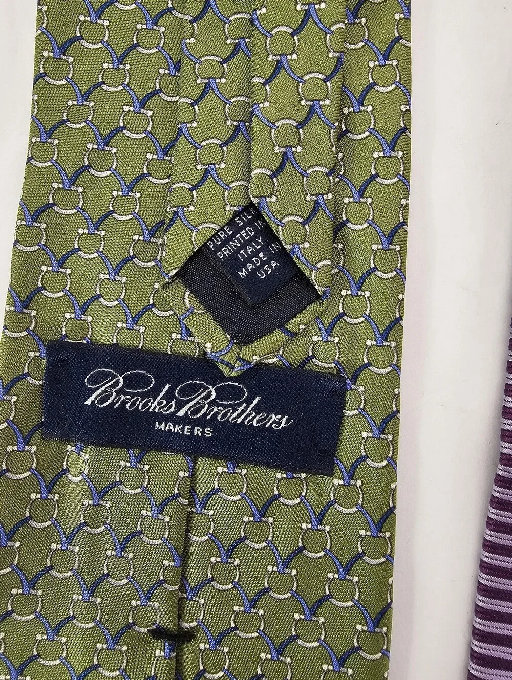 3 Brooks Brothers 100% Silk Tie Green Geometric Purple Stripe Blue Medallion